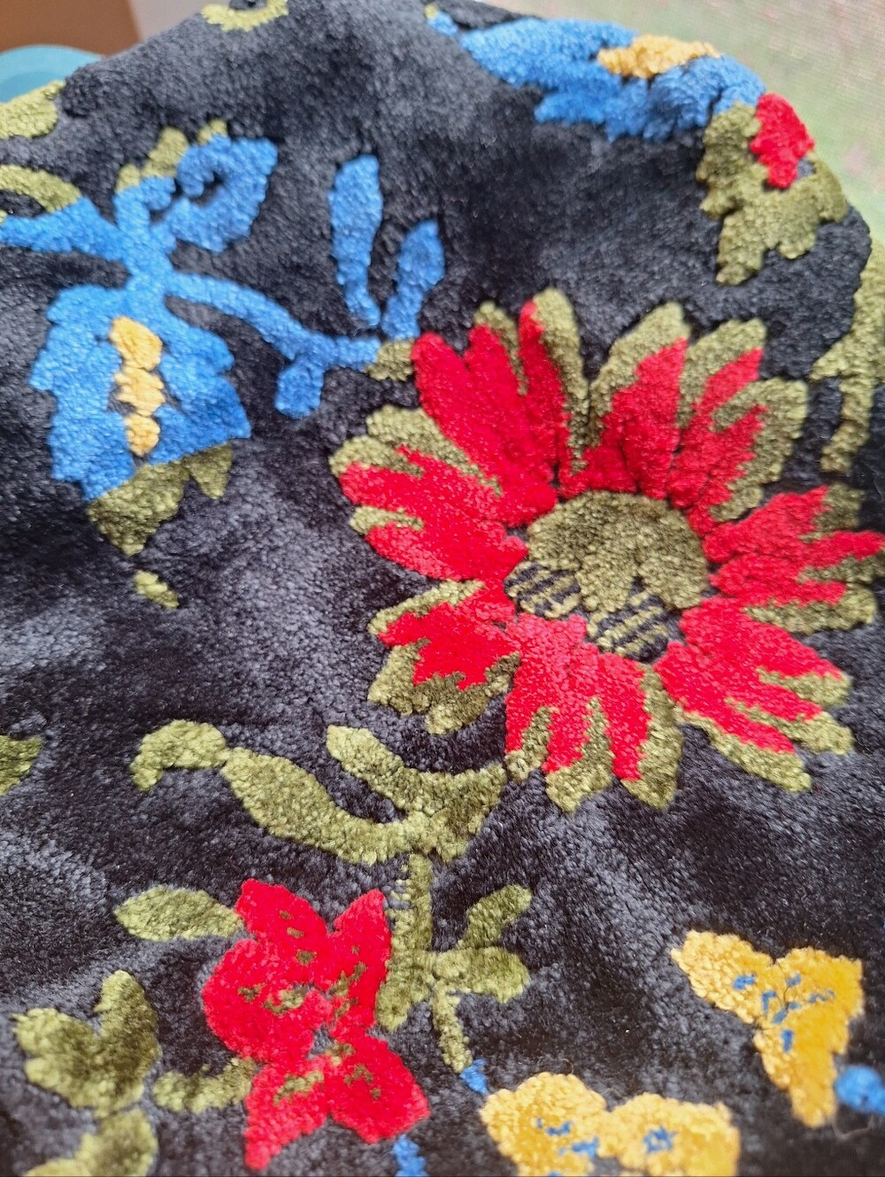 Vintage Tapestry Beret Floral Velour Hippie Chic Festival Aesthetic Kitchy USA - Picture 4 of 7